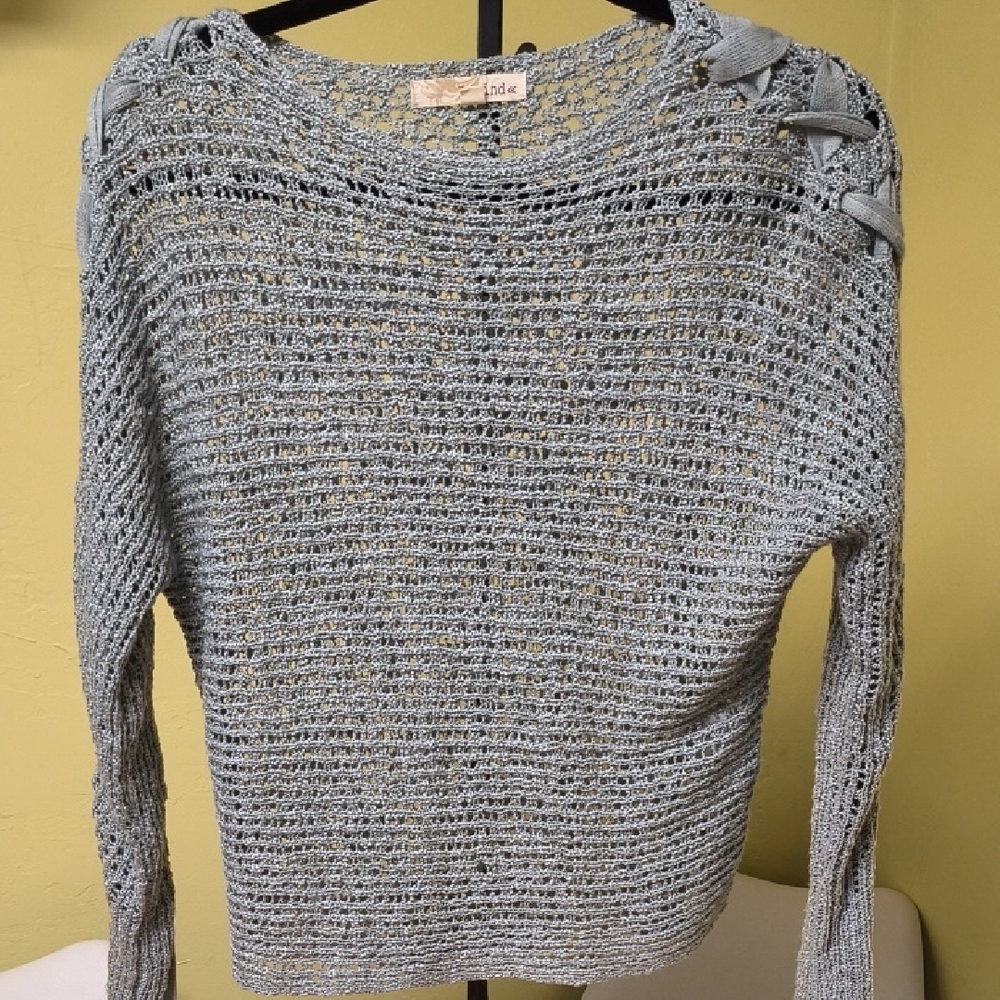 Rewind Light Green Crew Neck Sweater with Textured Design